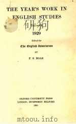THE YEAR'S WORK IN ENGLISH STUDIES VOLUME X 1929（1931 PDF版）
