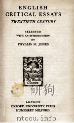 ENGLISH CRITICAL ESSAYS TWENTIETH CENTURY（1933 PDF版）