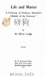 LIFE AND MATTER（1909 PDF版）