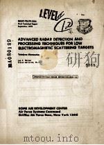 ADVANCED RADAR DETECTION AND PROCESSING TECHNIQUES FOR LOW ELECTROMAGNETIC SCATTERING TARGETS（ PDF版）