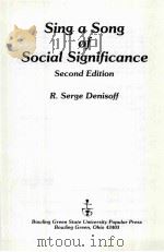 SING A SONG OF SOCIAL SIGNIFICANCE SECOND EDITION PDF电子版封面