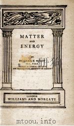 MATTER AND ENERGY PDF电子版封面 FREDERICK SODDY