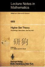 LECTURE NOTES IN MATHEMATICS 669: HIGHER SET THEORY 1984 PDF电子版封面 3540089268;0387089268