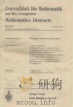 ZENTRALBLATT FUR MATHEMATIK UND IHRE GRENZGEBIETE MATHEMATICS ABSTRACTS 1978 PDF电子版封面