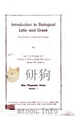 Introduction to Biological Latin and Greek Fourth Edition   1950  PDF电子版封面     