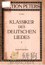 KLASSIKER DES DEUTSCHEN LIEDES 1 PDF电子版封面
