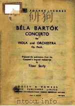 BELA BARTOK CONCERTO FOR VIOLA AND ORCHESTRA 1950 PDF电子版封面