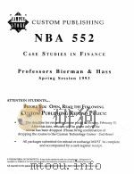 CUSTOM PUBLISHING NBA 552 CASE STUDIES IN FINANCE 1993 PDF电子版封面