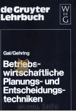 BETRIEBS-WIRTSCHAFTLICHE PLANUNGS-UND ENTSCHEIDUNGS-TECHNIKEN 1981 PDF电子版封面