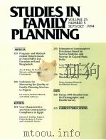STUDIES IN FAMILY PLANNING VOLUME 25 NUMBER 5 SEPT/OCT 1994 PDF电子版封面