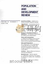 POPULATION AND DEVELOPMENT REVIEW VOLUME 24 NUMBER 2 JUNE 1998     PDF电子版封面     