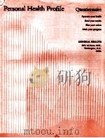 PERSONAL HEALTH PROFILE QUESTIONNAIRE PDF电子版封面