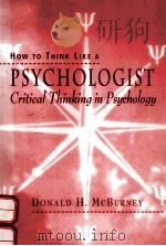 HOW TO THINK LIKE A PSYCHOLOGY 1996 PDF电子版封面 0023783923