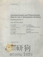CHEMICAL KINETICS AND PHOTOCHEMICAL DATA FOR USE IN STRATOSPHERIC MODELING EVALUATION NUMBER 11 1994 PDF电子版封面