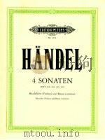 edition peters Nr.4552 4 Sonaten for recoder Violin and Bass continuo HWV 360 362 365 369     PDF电子版封面     