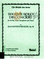Sixième Solo de Concert for B-Flat Tenor Saxophone and Piano op.92 1998 PDF电子版封面