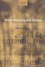 word meaning and syntaxapproaches to the interface PDF电子版封面