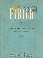 ZDENEK FIBICH OP.2 LISTKY DO PAMATNIKU PDF电子版封面 FR.VRANA