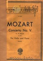 CONCERFO NO.V IN A MAJOR PDF电子版封面 WOLFGANG AMADEUS MOZART