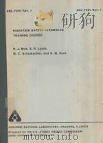 RADIATION SAFETY TECHNICIAN TRAINING COURSE 1972 PDF电子版封面