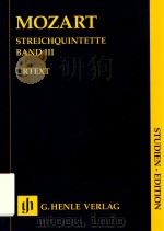 STREICHQUINTETTE BAND Ⅲ STUDIEN-EDITION PDF电子版封面 W.A.MOZART ERNST HERTTRICH WOL